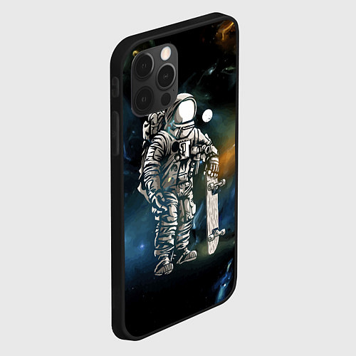 Чехол iPhone 12 Pro Космонавт-скейтбордист / 3D-Черный – фото 2