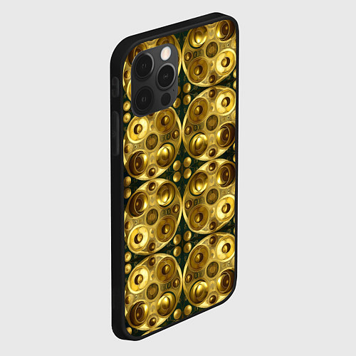Чехол iPhone 12 Pro Золотые защитные пластины / 3D-Черный – фото 2