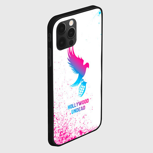 Чехол iPhone 12 Pro Hollywood Undead neon gradient style / 3D-Черный – фото 2