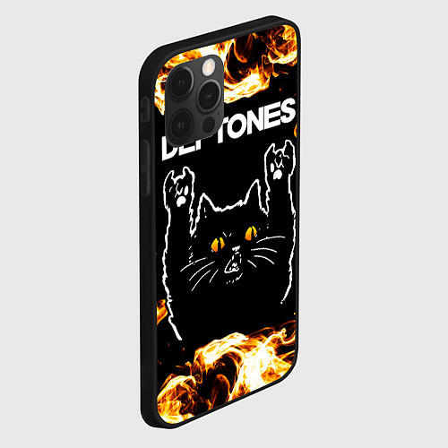 Чехол iPhone 12 Pro Deftones рок кот и огонь / 3D-Черный – фото 2