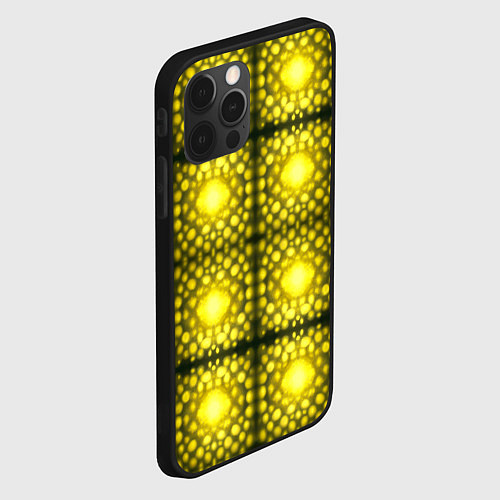 Чехол iPhone 12 Pro Ярко-желтые точки / 3D-Черный – фото 2