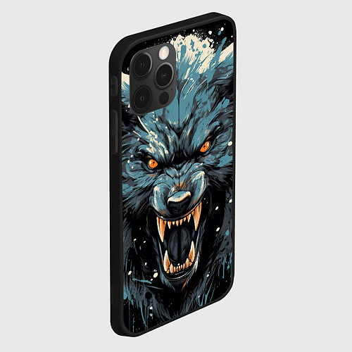 Чехол iPhone 12 Pro Fantasy blue wolf / 3D-Черный – фото 2