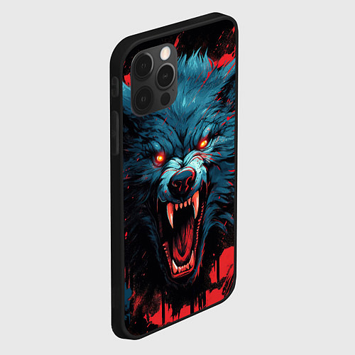 Чехол iPhone 12 Pro Wolf black red / 3D-Черный – фото 2