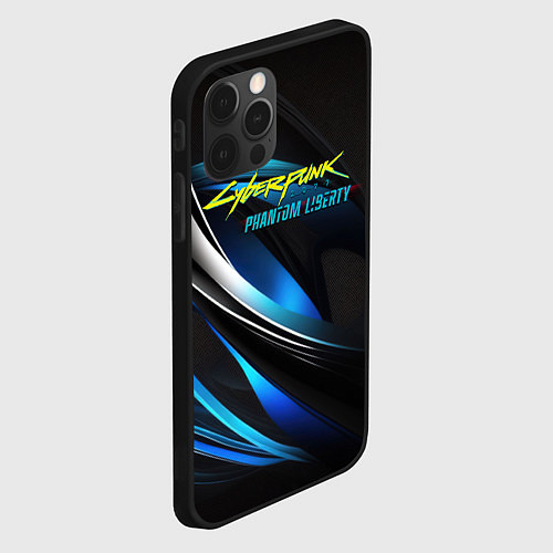 Чехол iPhone 12 Pro Cyberpunk 2077 phantom liberty blue abstract / 3D-Черный – фото 2