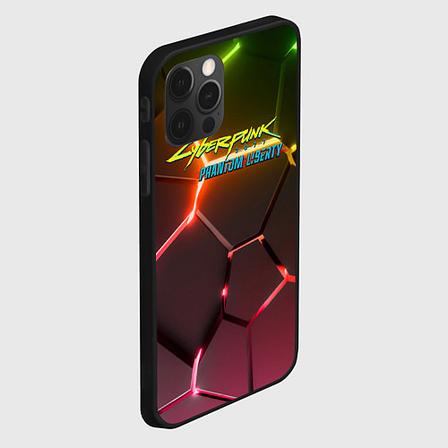 Чехол iPhone 12 Pro Cyberpunk 2077 phantom liberty logo neon / 3D-Черный – фото 2