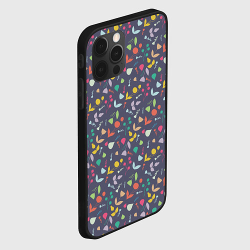 Чехол iPhone 12 Pro Милые листочки / 3D-Черный – фото 2