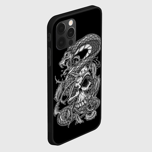 Чехол iPhone 12 Pro Cobra and skull / 3D-Черный – фото 2