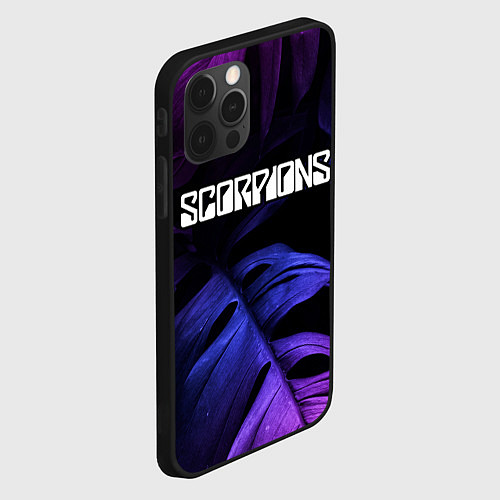 Чехол iPhone 12 Pro Scorpions neon monstera / 3D-Черный – фото 2