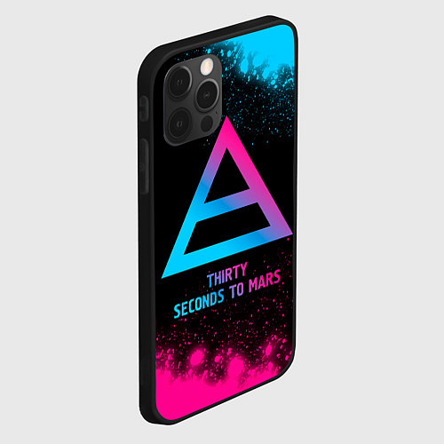 Чехол iPhone 12 Pro Thirty Seconds to Mars - neon gradient / 3D-Черный – фото 2