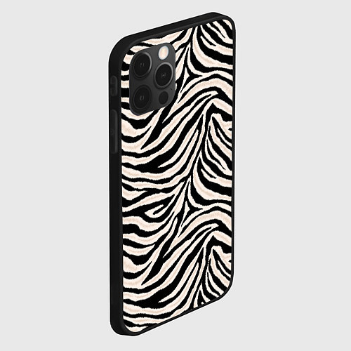 Чехол iPhone 12 Pro Полосатая шкура зебры, белого тигра / 3D-Черный – фото 2