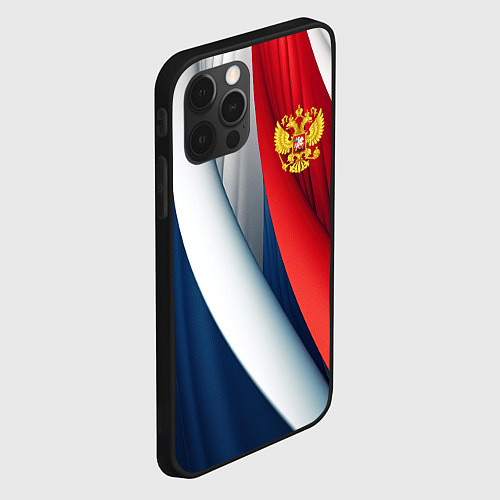 Чехол iPhone 12 Pro Герб России абстракция / 3D-Черный – фото 2