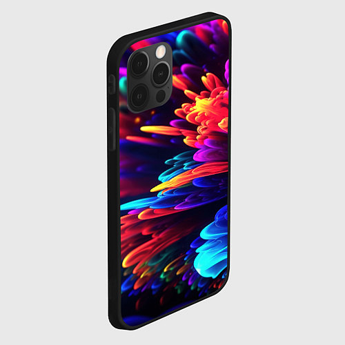 Чехол iPhone 12 Pro Неоновая абстракция в виде цветов / 3D-Черный – фото 2
