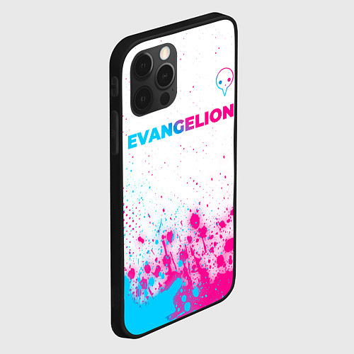 Чехол iPhone 12 Pro Evangelion neon gradient style: символ сверху / 3D-Черный – фото 2
