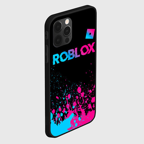 Чехол iPhone 12 Pro Roblox - neon gradient: символ сверху / 3D-Черный – фото 2