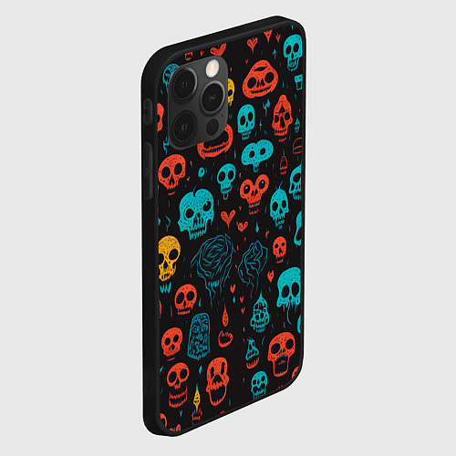 Чехол iPhone 12 Pro Skull party / 3D-Черный – фото 2