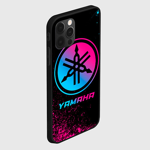 Чехол iPhone 12 Pro Yamaha - neon gradient / 3D-Черный – фото 2