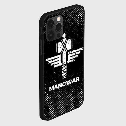 Чехол iPhone 12 Pro Manowar с потертостями на темном фоне / 3D-Черный – фото 2