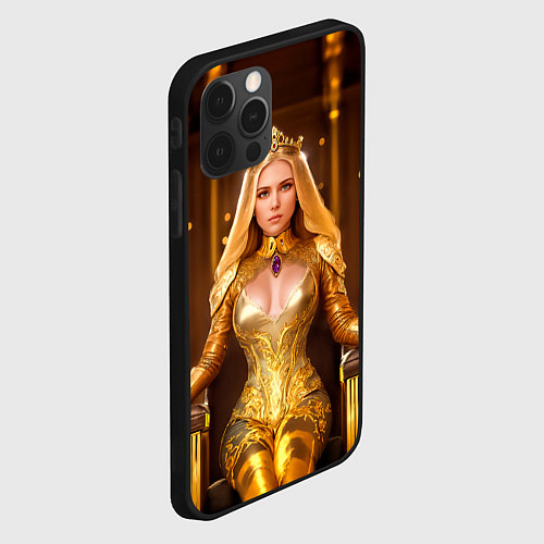 Чехол iPhone 12 Pro Девушка королева на троне / 3D-Черный – фото 2
