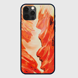Чехол для iPhone 12 Pro Бежевые и красные краски, цвет: 3D-черный
