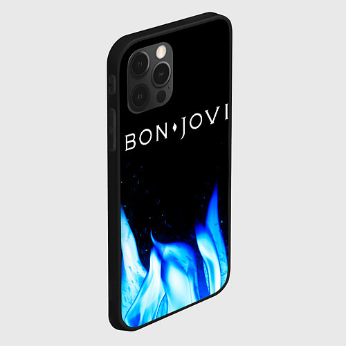 Чехол iPhone 12 Pro Bon Jovi blue fire / 3D-Черный – фото 2