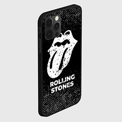 Чехол для iPhone 12 Pro Rolling Stones с потертостями на темном фоне, цвет: 3D-черный — фото 2