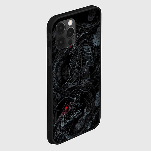 Чехол iPhone 12 Pro Dragon and samurai / 3D-Черный – фото 2