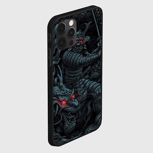 Чехол iPhone 12 Pro Samurai and dragon / 3D-Черный – фото 2