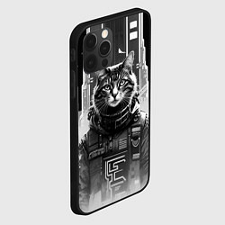 Чехол для iPhone 12 Pro Крутой котяра в Нью-Йорке - киберпанк, цвет: 3D-черный — фото 2