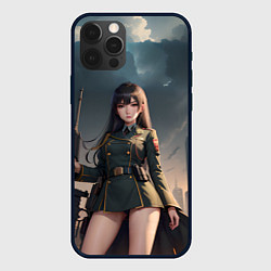 Чехол для iPhone 12 Pro Девушка офицер с винтовкой, цвет: 3D-черный