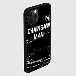 Чехол для iPhone 12 Pro Chainsaw Man glitch на темном фоне: символ сверху, цвет: 3D-черный — фото 2