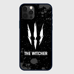 Чехол для iPhone 12 Pro The Witcher glitch на темном фоне, цвет: 3D-черный