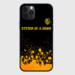 Чехол для iPhone 12 Pro System of a Down - gold gradient: символ сверху, цвет: 3D-черный