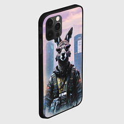 Чехол для iPhone 12 Pro Кенгуру в стиле киберпанк на фоне мегаполиса, цвет: 3D-черный — фото 2