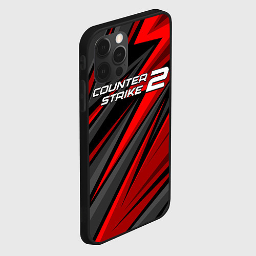 Чехол iPhone 12 Pro Counter strike 2 - красный спортивный / 3D-Черный – фото 2