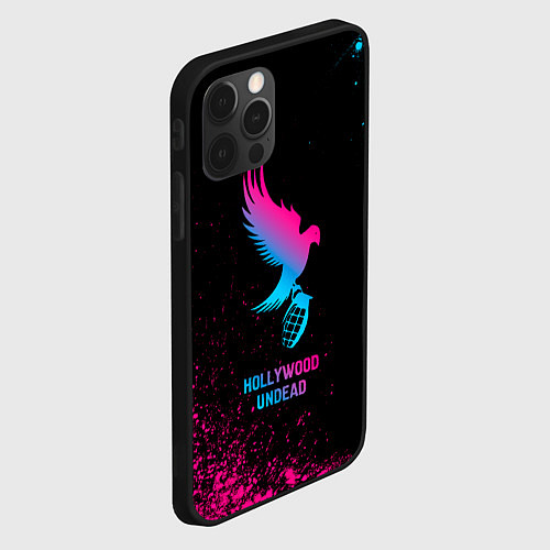 Чехол iPhone 12 Pro Hollywood Undead - neon gradient / 3D-Черный – фото 2