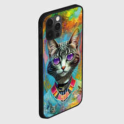 Чехол для iPhone 12 Pro Cat fashionista - neural network, цвет: 3D-черный — фото 2