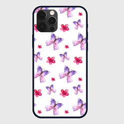 Чехол для iPhone 12 Pro Spring butterflies, цвет: 3D-черный