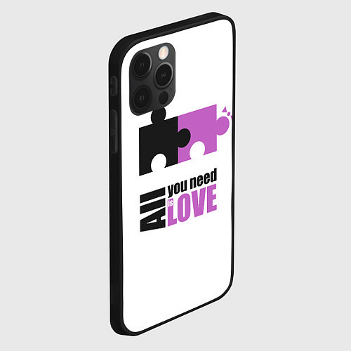 Чехол iPhone 12 Pro Пазлы любви / 3D-Черный – фото 2