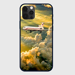 Чехол для iPhone 12 Pro Ту-154 Полет в закате, цвет: 3D-черный