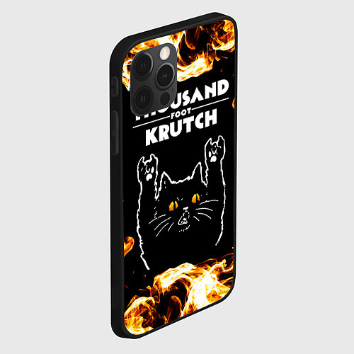 Чехол iPhone 12 Pro Thousand Foot Krutch рок кот и огонь / 3D-Черный – фото 2