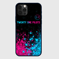 Чехол для iPhone 12 Pro Twenty One Pilots - neon gradient: символ сверху, цвет: 3D-черный