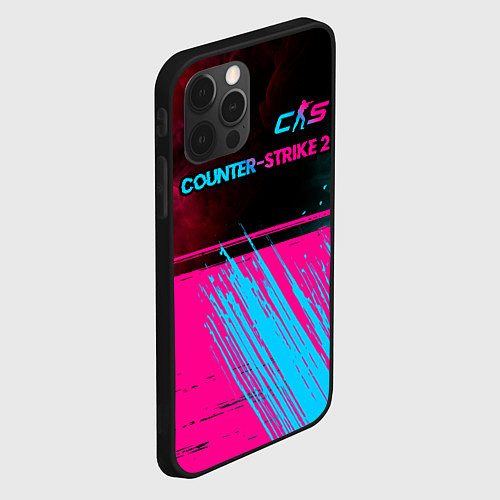 Чехол iPhone 12 Pro Counter-Strike 2 - neon gradient: символ сверху / 3D-Черный – фото 2