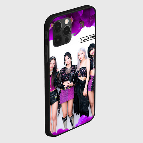 Чехол iPhone 12 Pro Blackpink flowers / 3D-Черный – фото 2