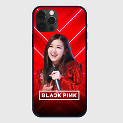 Чехол для iPhone 12 Pro Rose Blackpink red, цвет: 3D-черный