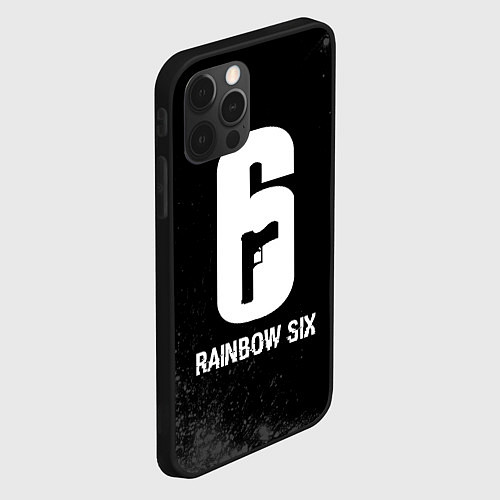 Чехол iPhone 12 Pro Rainbow Six glitch на темном фоне / 3D-Черный – фото 2