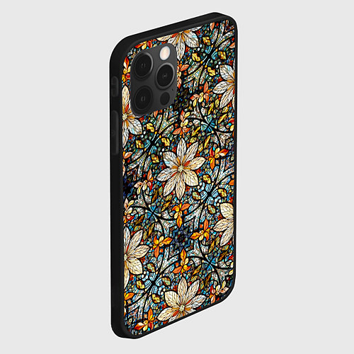 Чехол iPhone 12 Pro Витражная мозайка / 3D-Черный – фото 2