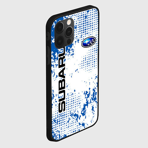 Чехол iPhone 12 Pro Subaru blue logo / 3D-Черный – фото 2