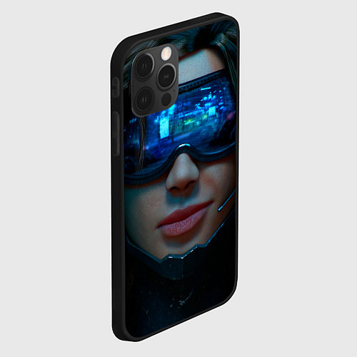 Чехол iPhone 12 Pro Cybergirl / 3D-Черный – фото 2