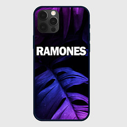 Чехол для iPhone 12 Pro Ramones neon monstera, цвет: 3D-черный