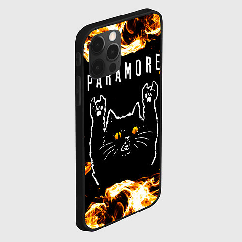 Чехол iPhone 12 Pro Paramore рок кот и огонь / 3D-Черный – фото 2